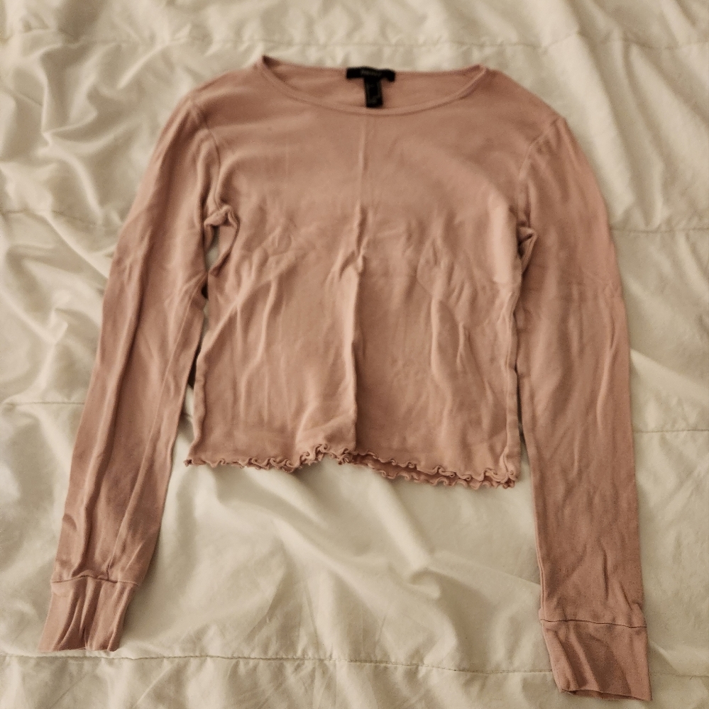 Forever 21 Pink cropped long sleeve